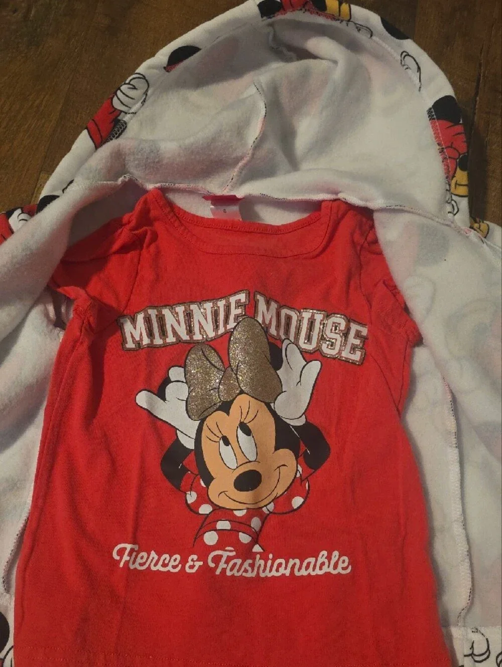Minnie Mouse Hoodie & Shorts Set - Red, White, Black